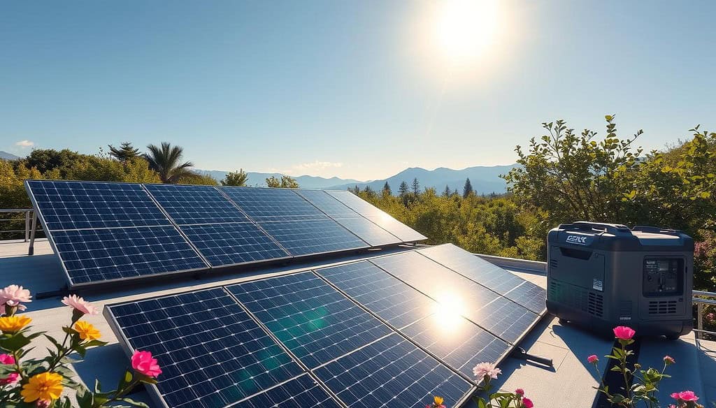 solar panels and generator