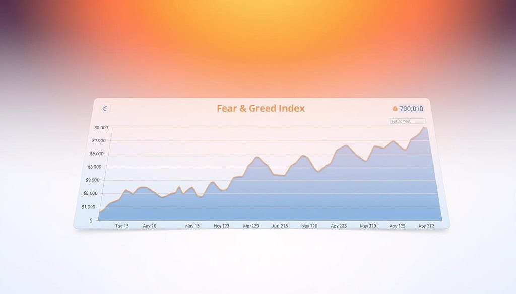 A high-resolution, detailed illustration of a market sentiment chart, showcasing the Fear & Greed Index. The chart is presented against a clean, minimalist background, with a serene, professional atmosphere. The chart features a line graph depicting the fluctuations of the index over time, with clear data points and labeling. The design is visually striking, with a modern, data-driven aesthetic that effectively conveys the role of market sentiment in the cryptocurrency market.
