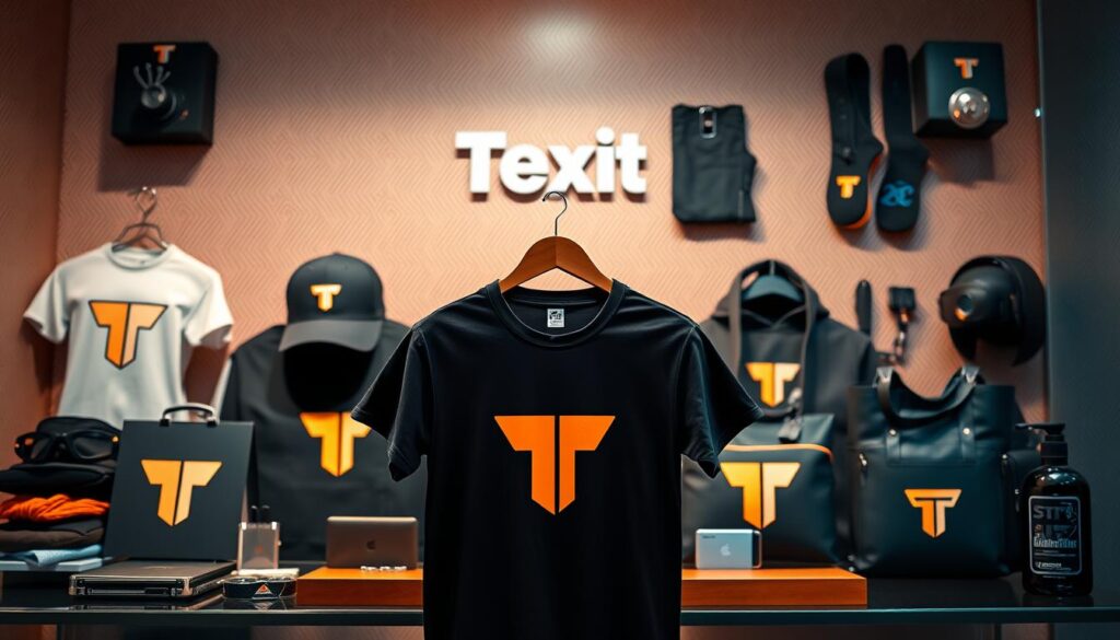 A vibrant array of Texit coin merchandise, meticulously designed to capture the essence of this decentralized cryptocurrency. In the foreground, a sleek, minimalist t-shirt displays the iconic Texit coin logo, its bold colors and clean lines exuding a sense of modern sophistication. Surrounding it, an assortment of accessories, including a stylish baseball cap, a durable tote bag, and a slim, metal wallet, all bearing the Texit insignia. In the middle ground, a well-curated display of these items, artfully arranged against a backdrop of soft, warm lighting, creating a inviting and approachable atmosphere. The background features a subtle, textured pattern, hinting at the underlying blockchain technology that powers the Texit ecosystem, further emphasizing the cutting-edge nature of this crypto-inspired merchandise.