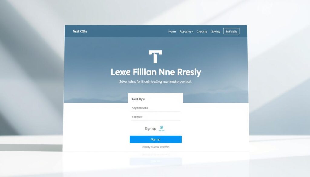 A well-designed webpage with a clean, modern aesthetic showcasing the Texit Coin Affiliate Program sign-up. The foreground features a sleek, minimalist user interface with intuitive navigation and a prominent call-to-action button. The middle ground depicts the Texit Coin logo prominently displayed, conveying a sense of trust and professionalism. The background features a soft, blurred gradient in muted tones of blue and gray, creating a serene and calming atmosphere. The overall composition is balanced and visually appealing, reflecting the ease and simplicity of joining the Texit Coin Affiliate Program. Bright, natural lighting illuminates the scene, giving it a fresh and inviting feel. The camera angle is slightly elevated, providing an optimal view of the webpage's layout and design.